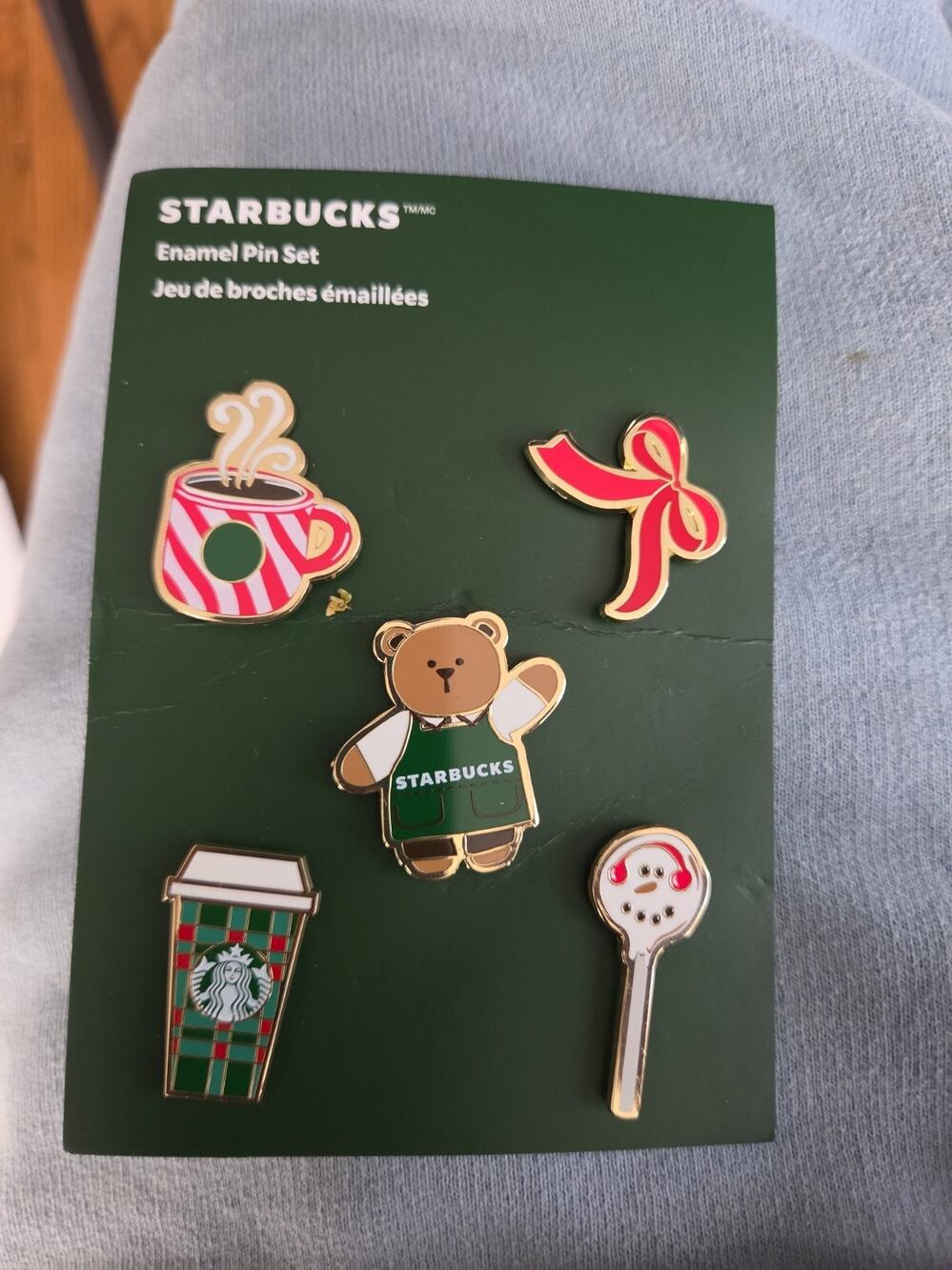 Starbucks 2025 Holiday Enamel Pin Set Bearista Limited Edition Cake Pop Cup New